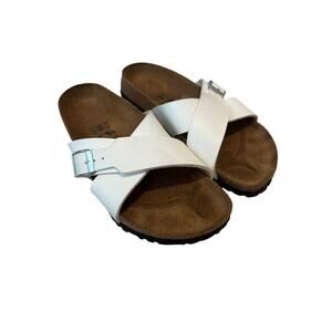 Birki's Birkenstock White Santosa CrissCross Sandals Slides Women's US 7